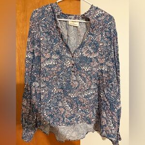 Anthropologie Maeve Plus Size Blue and Pink Blouse